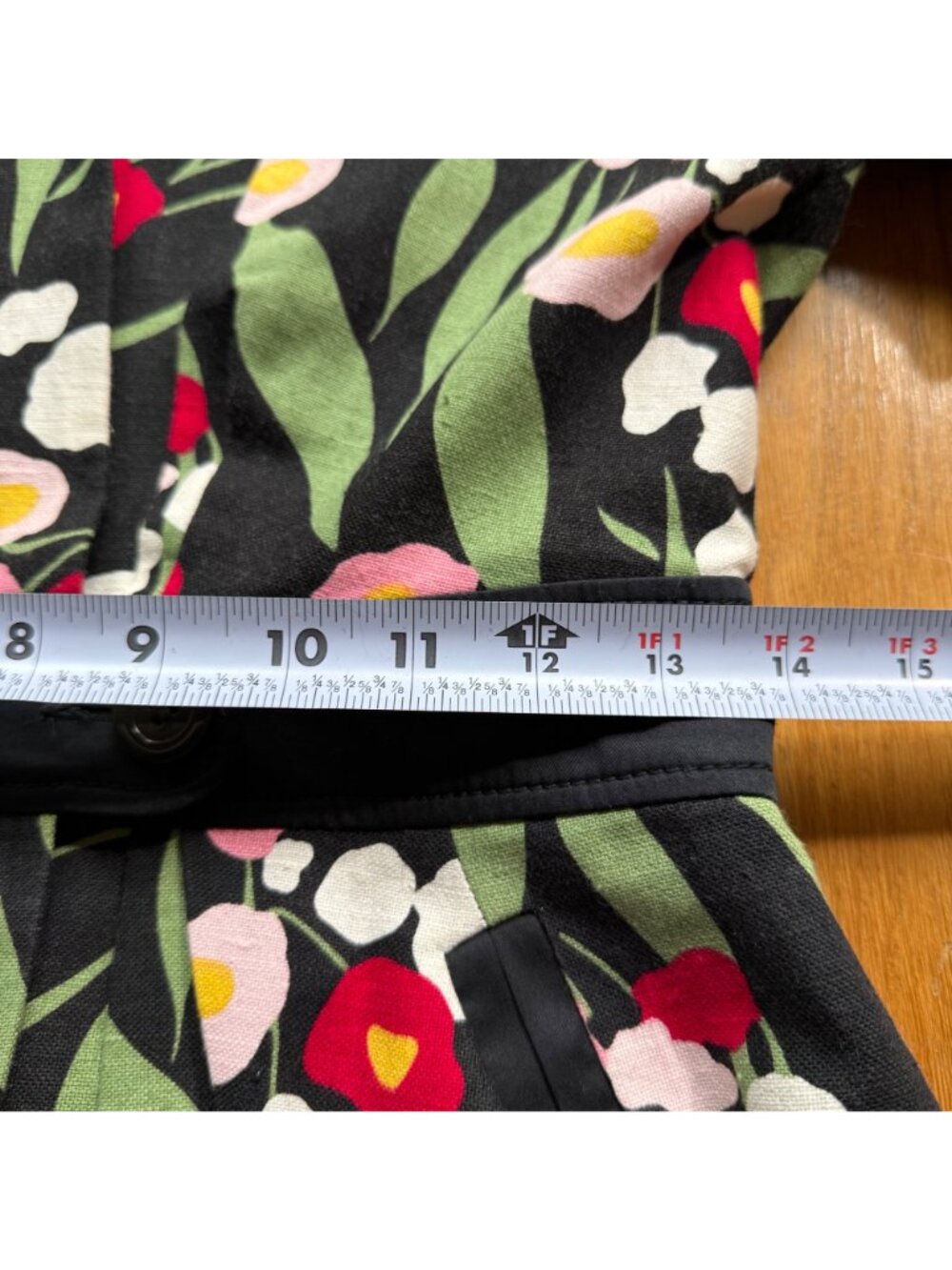Kenzo Size M Floral Linen Blend Short Sleeve Blazer Jacket with Black Belt - Picture 9 of 16